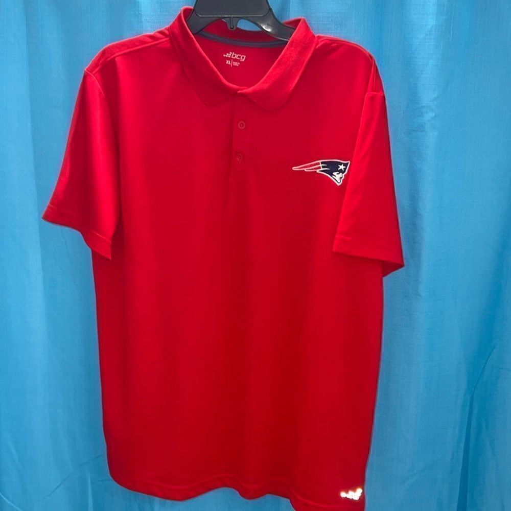 New England Patriots polo shirt red white blue